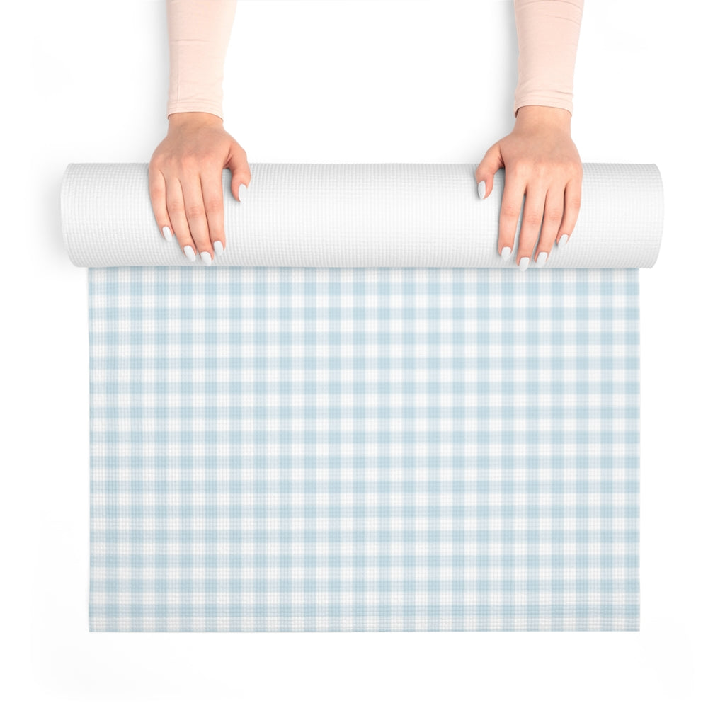 I Dream of Gingham Foam Yoga Mat in Blue