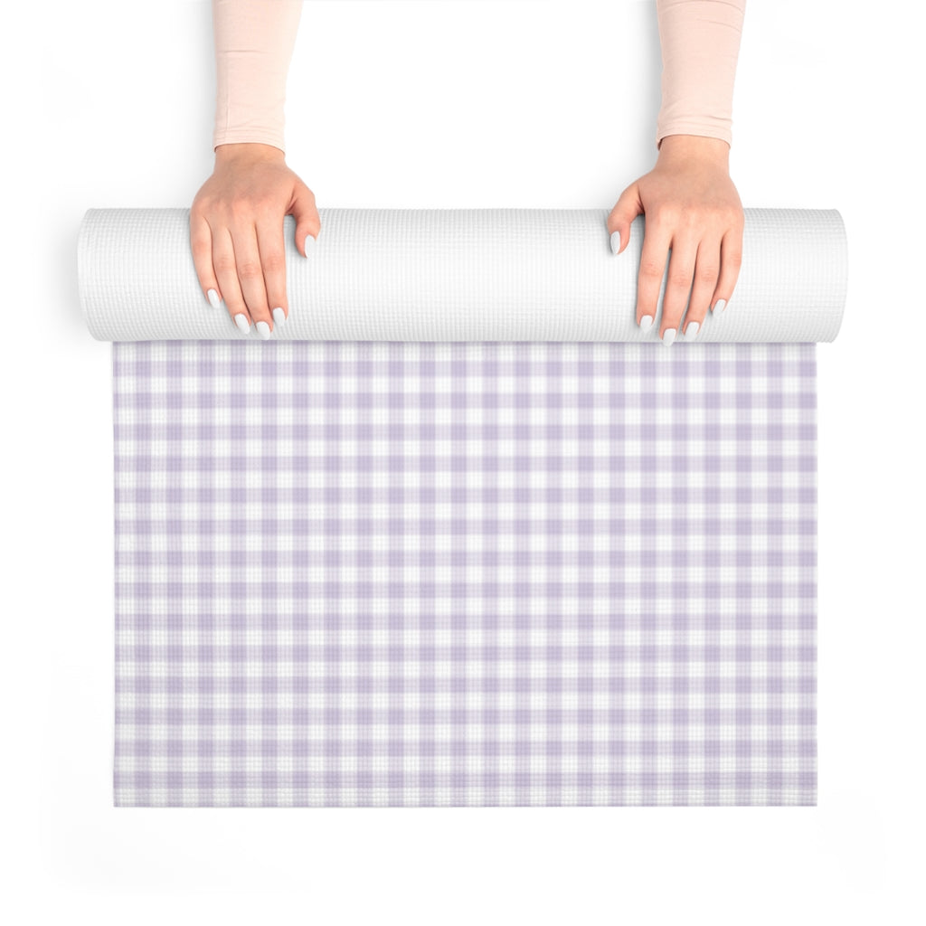 I Dream of Gingham Foam Yoga Mat in Lavender