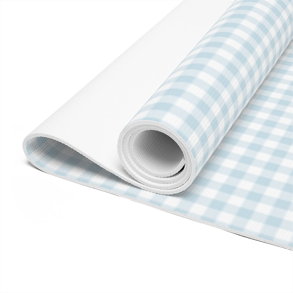 I Dream of Gingham Foam Yoga Mat in Blue