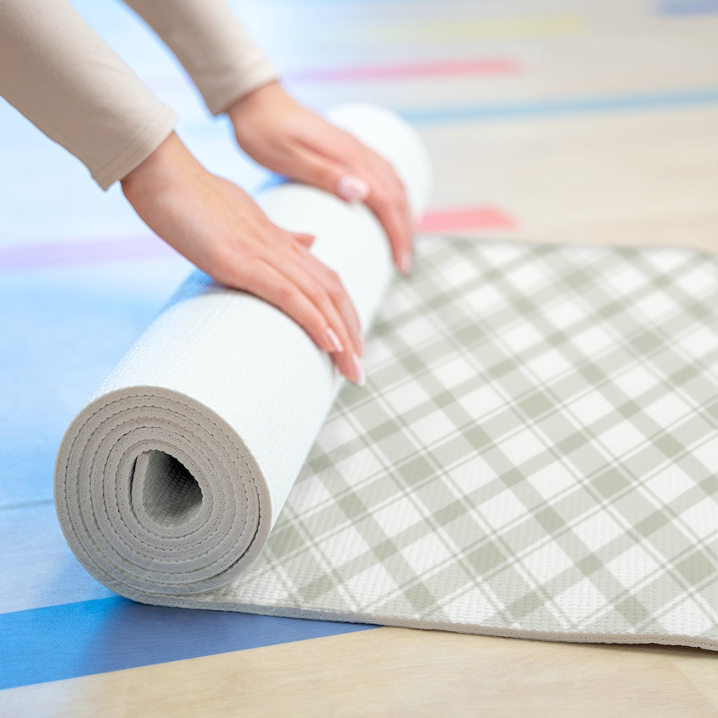 Playful Plaid Foam Yoga Mat in Mint