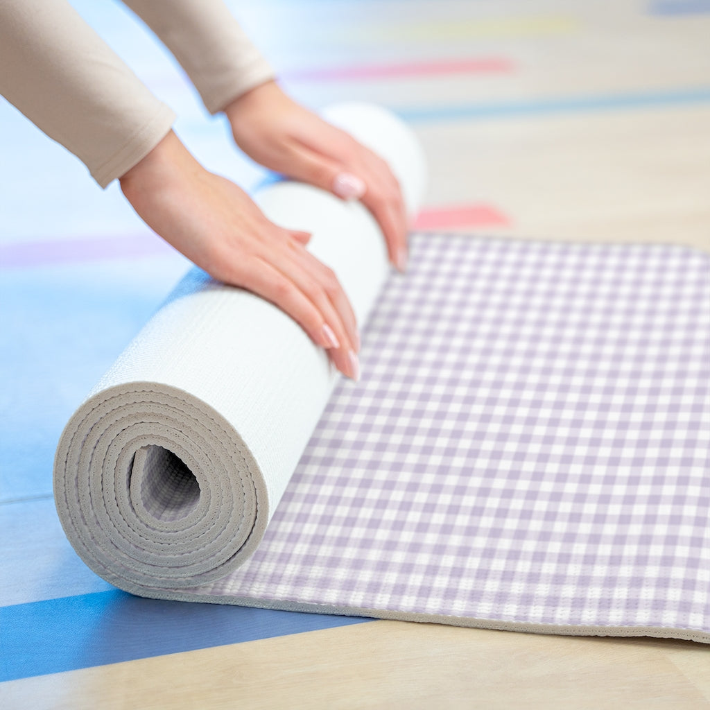 I Dream of Gingham Foam Yoga Mat in Lavender