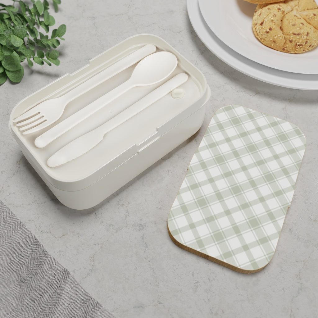 Playful Plaid Bento Lunch Box in Mint