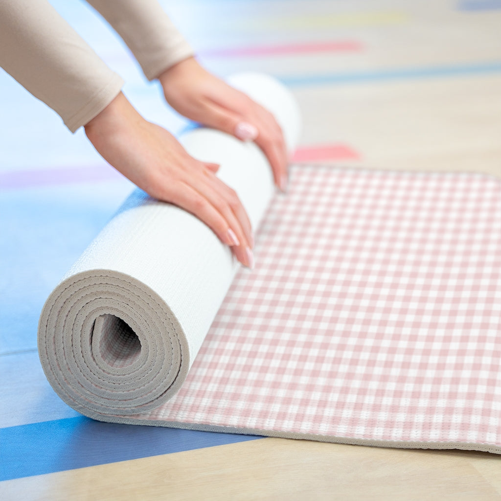 I Dream of Gingham Foam Yoga Mat in Pink