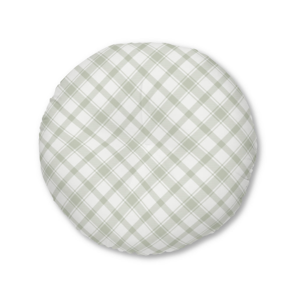 Playful Plaid Meditation Pillow in Mint