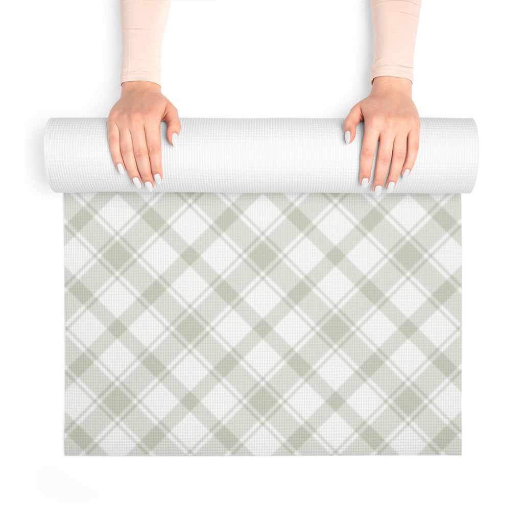 Playful Plaid Foam Yoga Mat in Mint