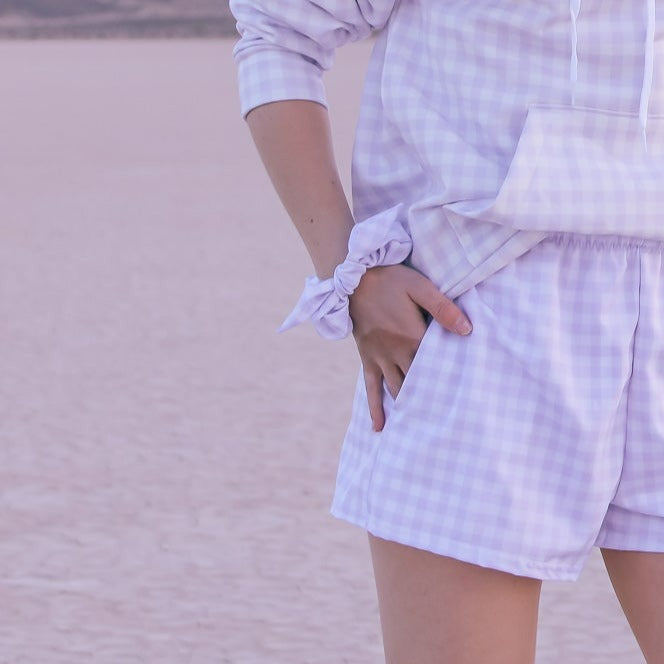 I Dream of Gingham Scrunchie in Lavender