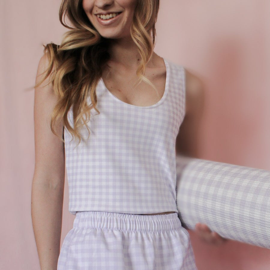 I Dream of Gingham Crop Top in Lavender
