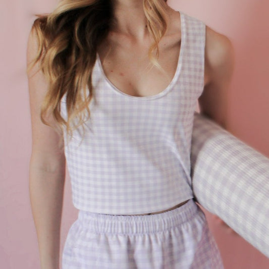 I Dream of Gingham Crop Top in Lavender