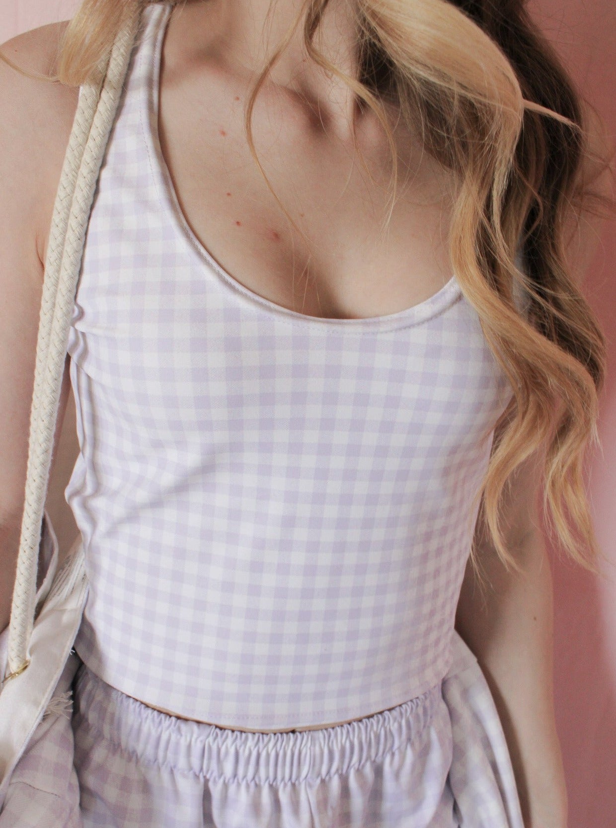 I Dream of Gingham Crop Top in Lavender