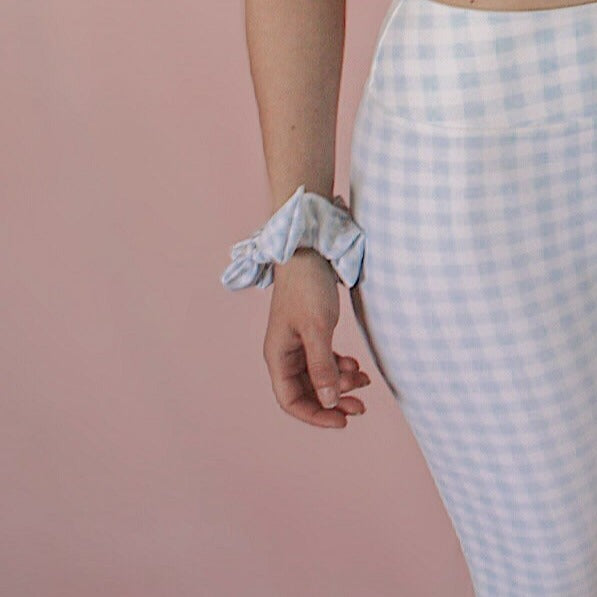 I Dream of Gingham Scrunchie in Blue