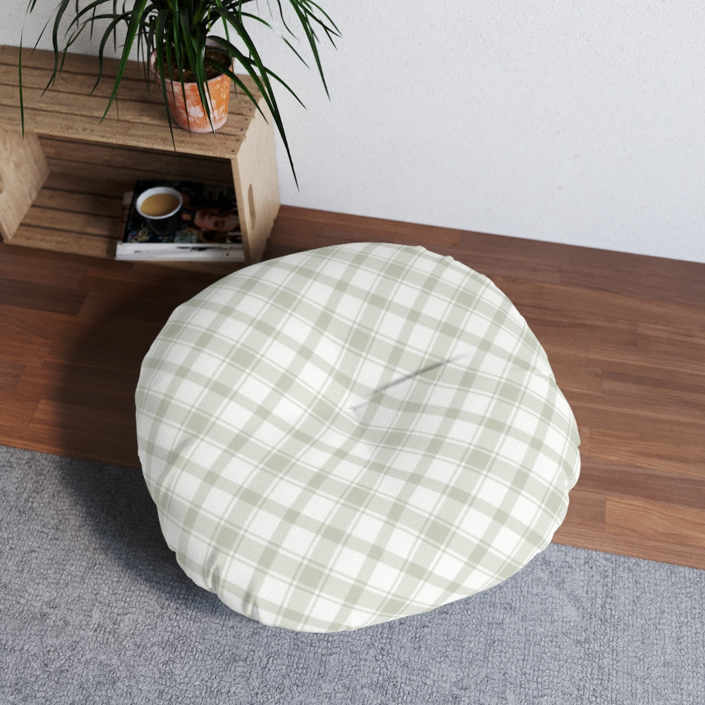 Playful Plaid Meditation Pillow in Mint