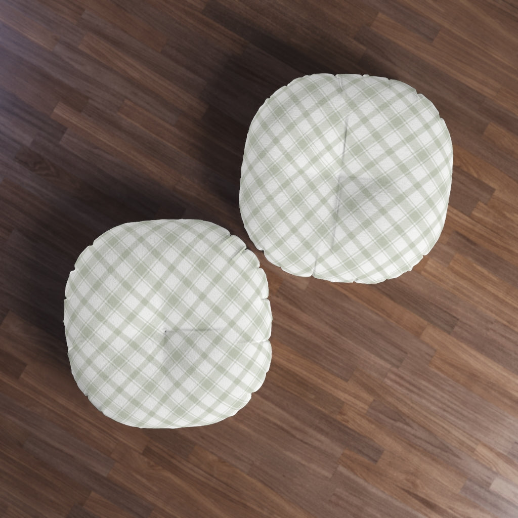 Playful Plaid Meditation Pillow in Mint