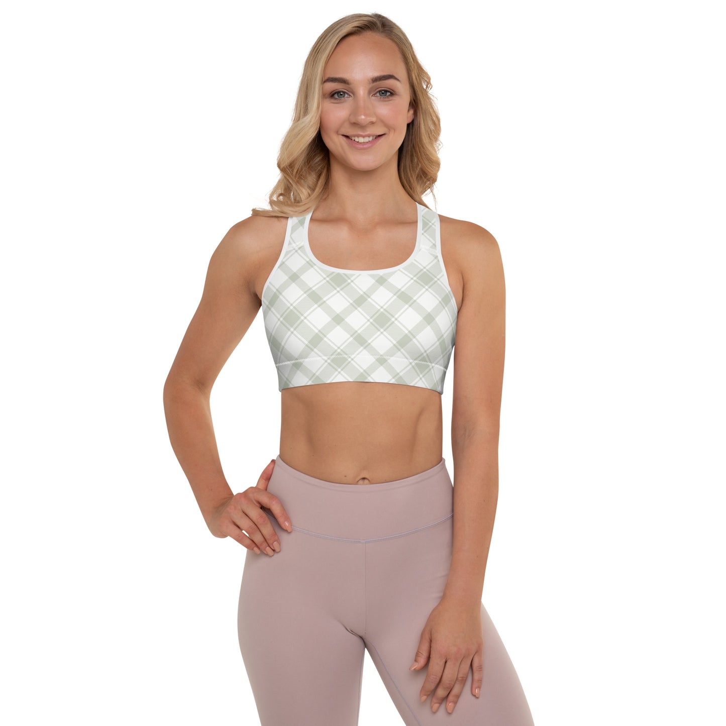 Playful Plaid Padded Sports Bra