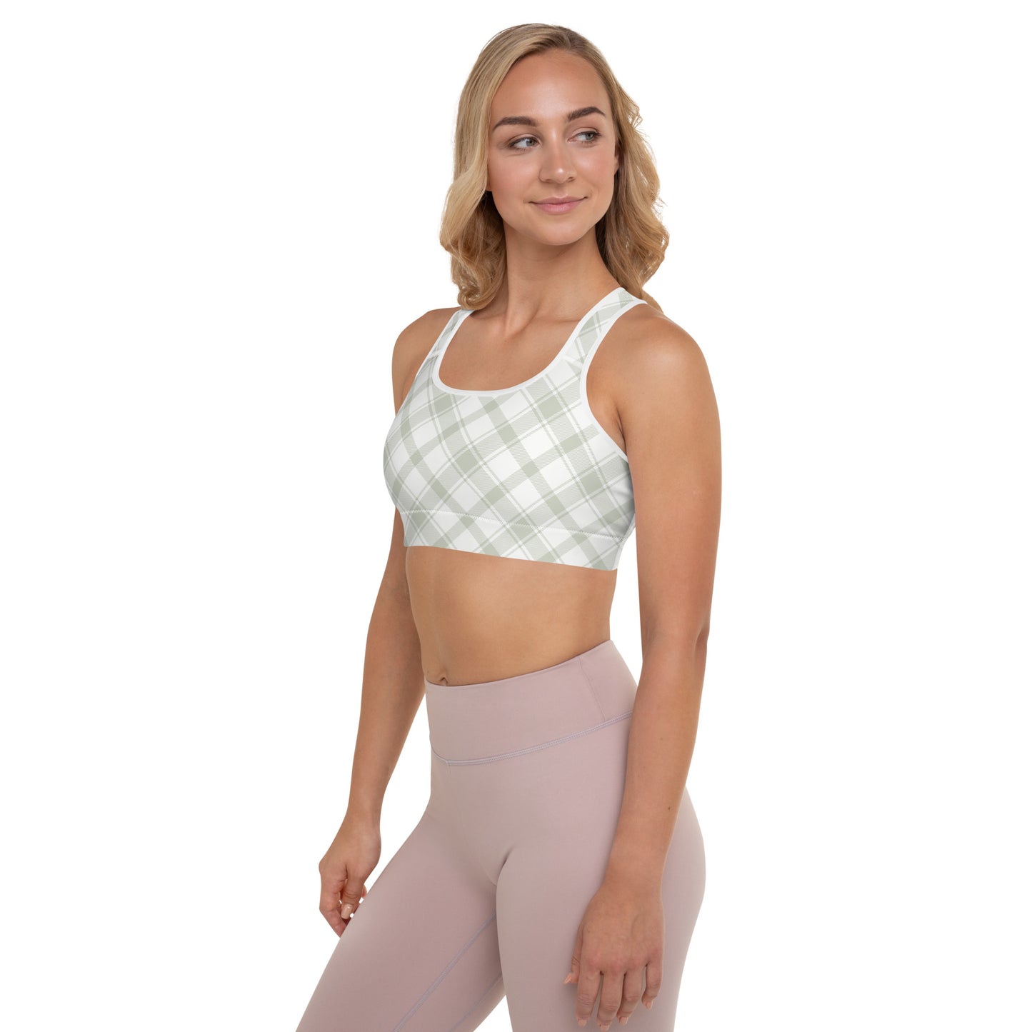 Playful Plaid Padded Sports Bra