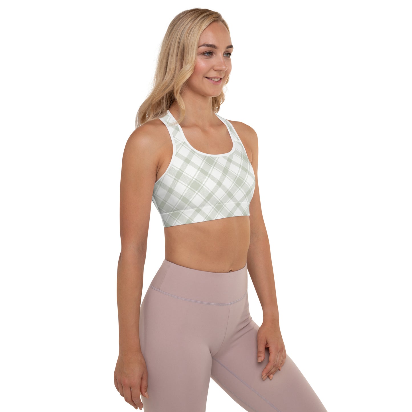 Playful Plaid Padded Sports Bra