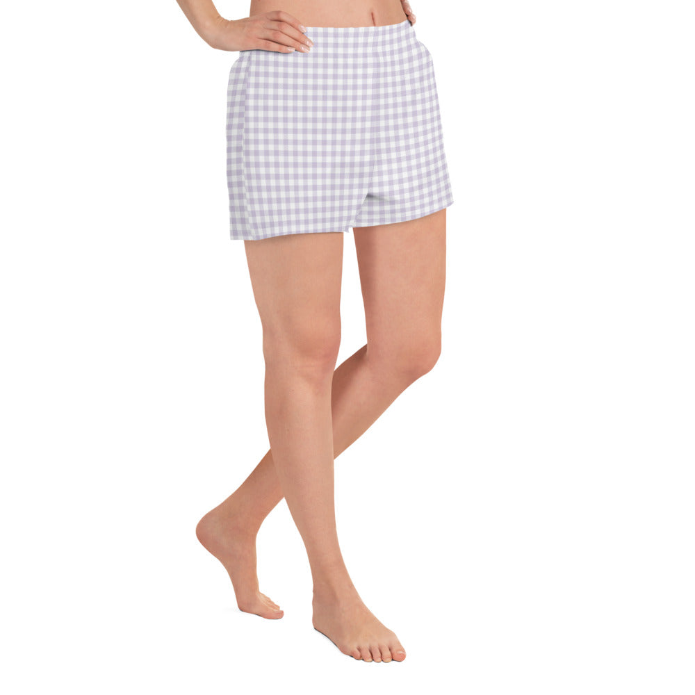 I Dream of Gingham Women's Athletic Short Shorts in Lavender