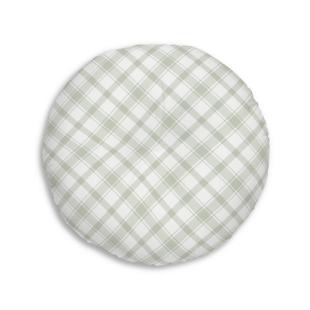 Playful Plaid Meditation Pillow in Mint