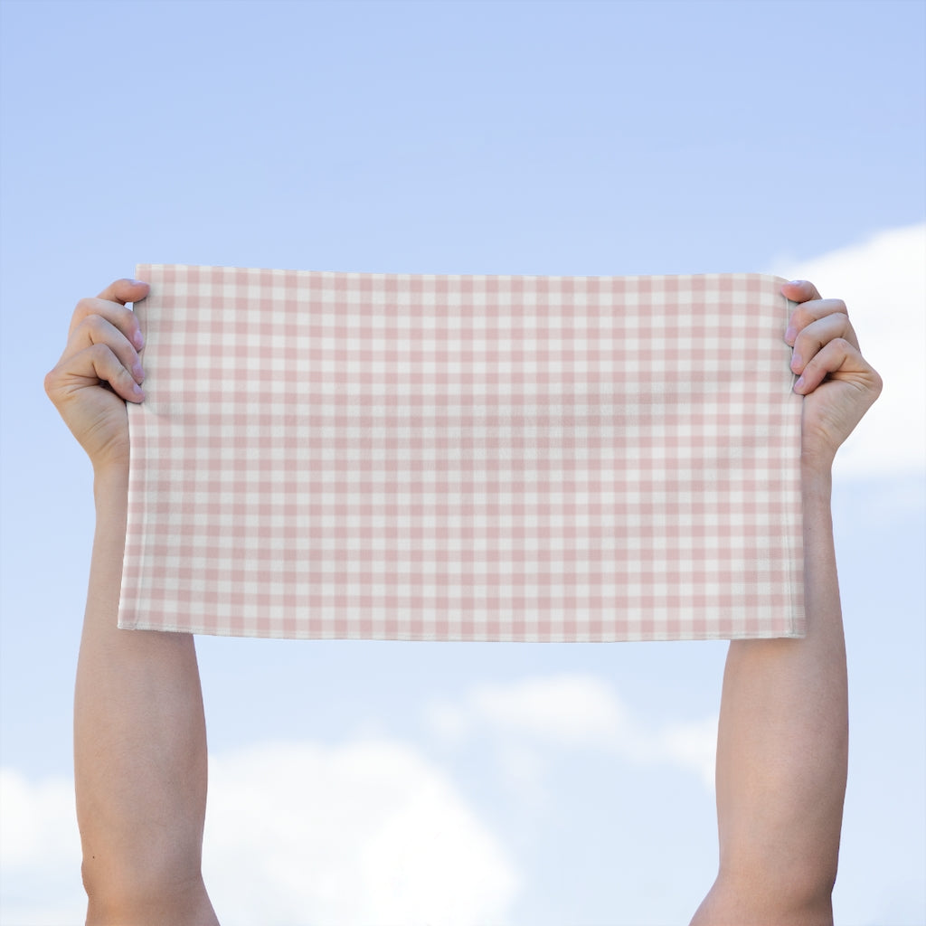 I Dream of Gingham Rally Towel, 11x18 in Pink