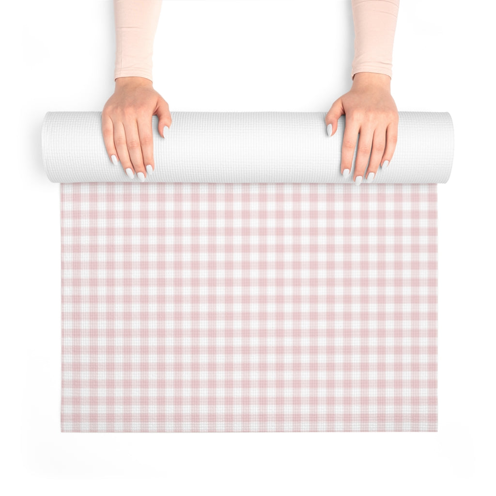 I Dream of Gingham Foam Yoga Mat in Pink