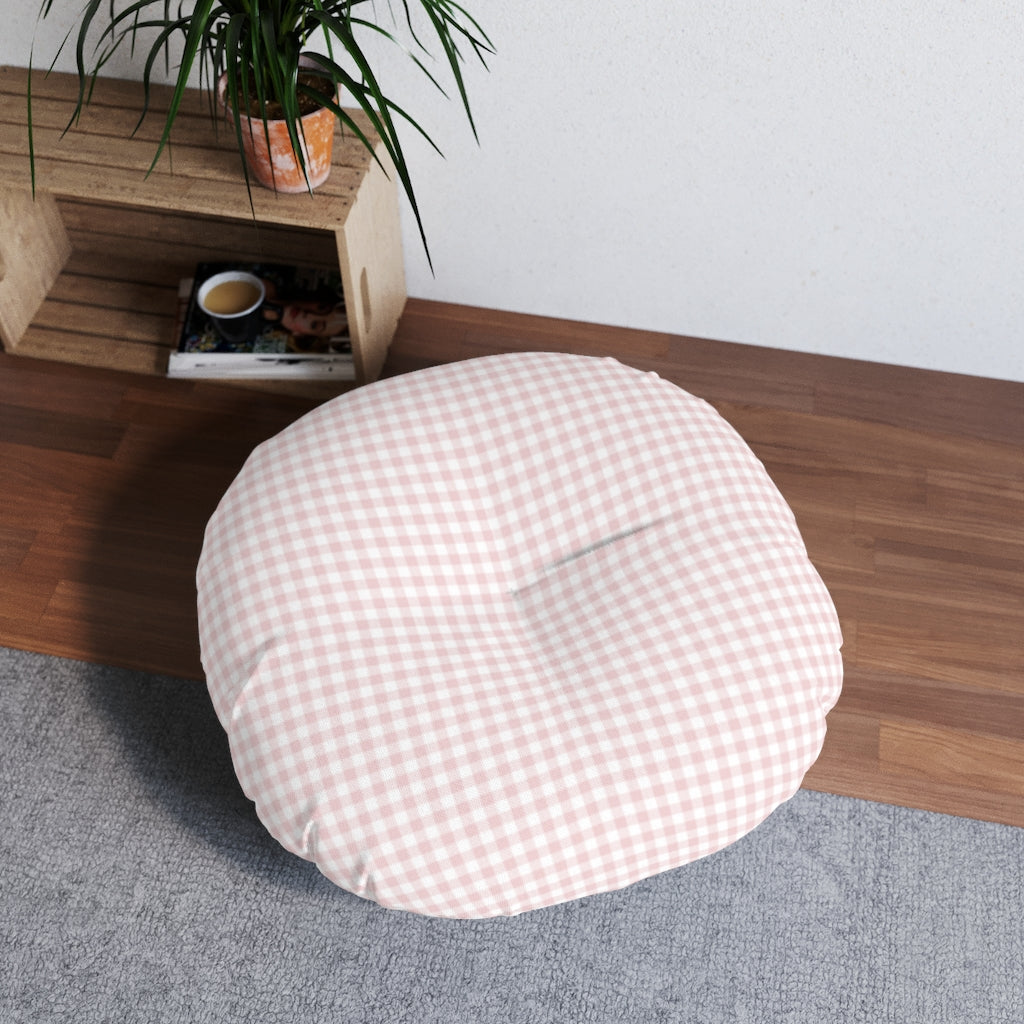 I Dream of Gingham Meditation Pillow in Pink