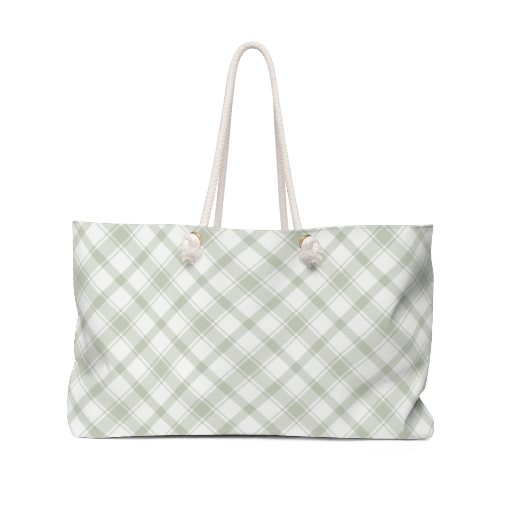 Playful Plaid Weekender Bag in Mint